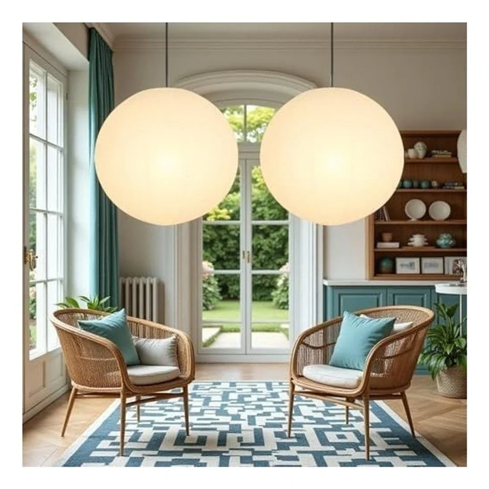KJML 16 Inch Large Round Paper Lanterns DIY Hanging Pendant Lamp Shades White
